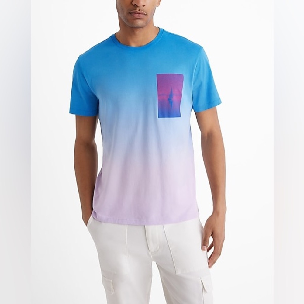Express Dip Dye Sailing Graphic Perfect Pima Cotton T-Shirt NWT